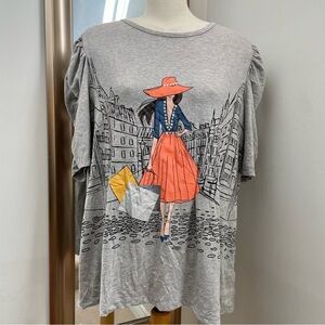 New Heather Gray ruched sleeve tee shirt